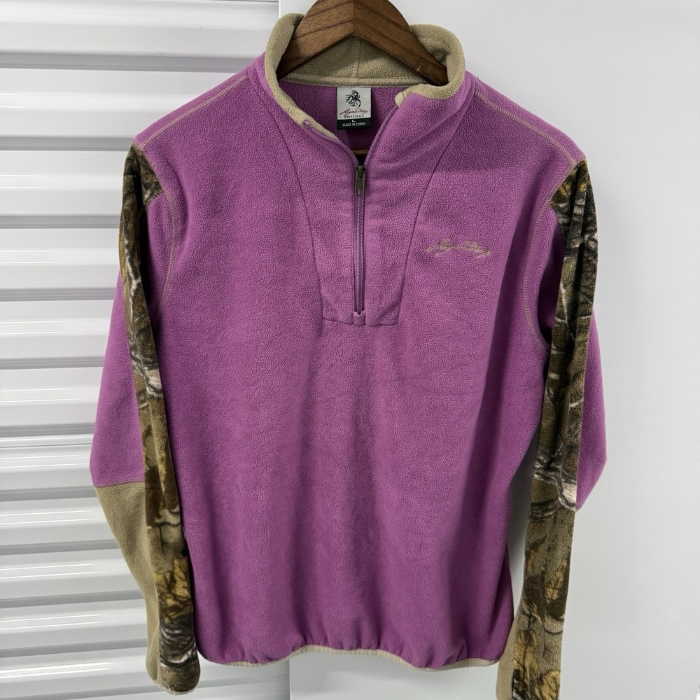 Legendary Whitetails Women's Large Pink Camo Fleece 1/4 Zip Hunting Pullover